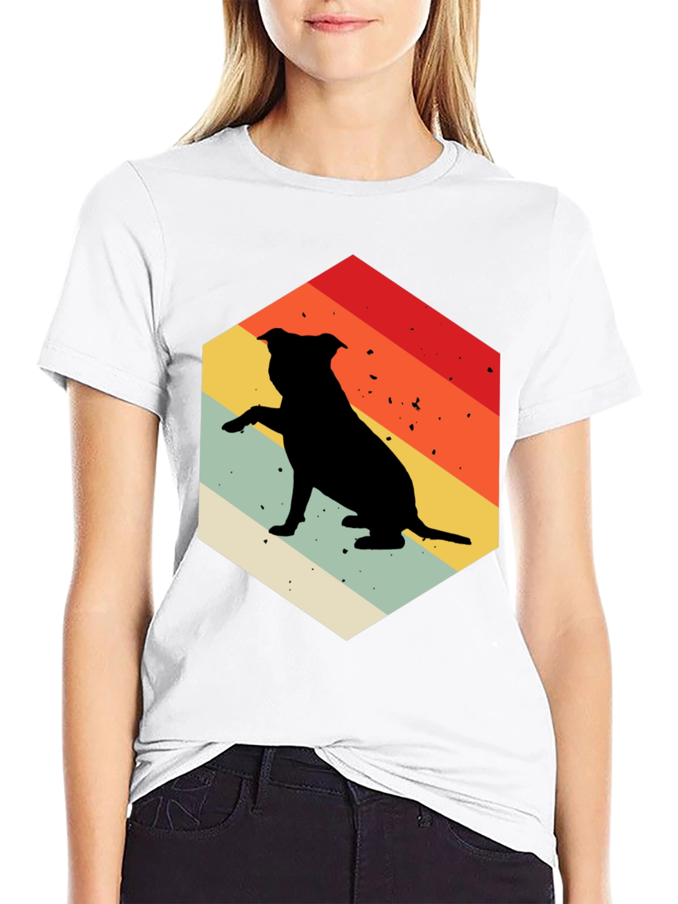Retro Dog T-Shirt Pitbull Silhouette