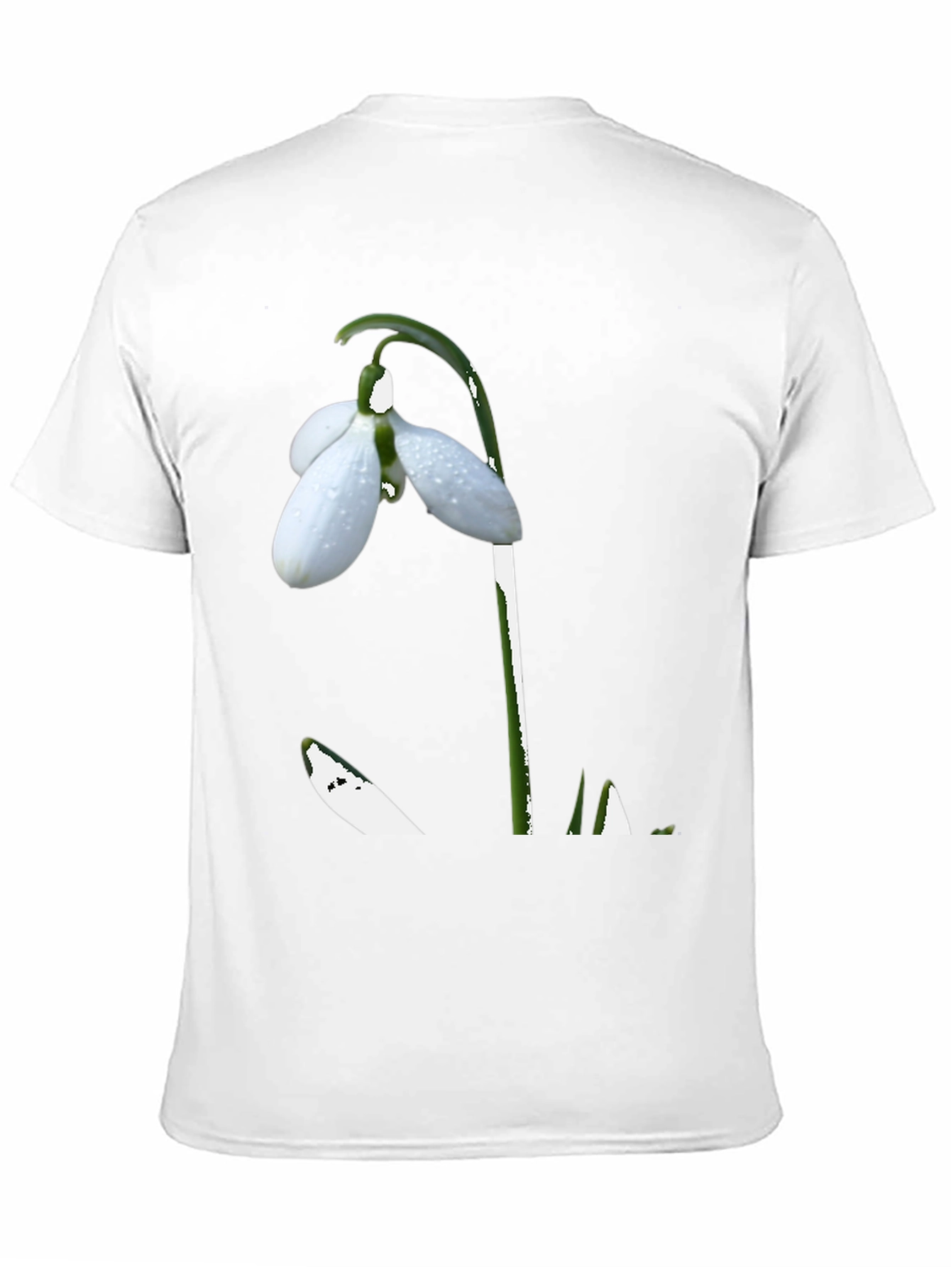 Snowdrop Flower Graphic Black T-Shirt