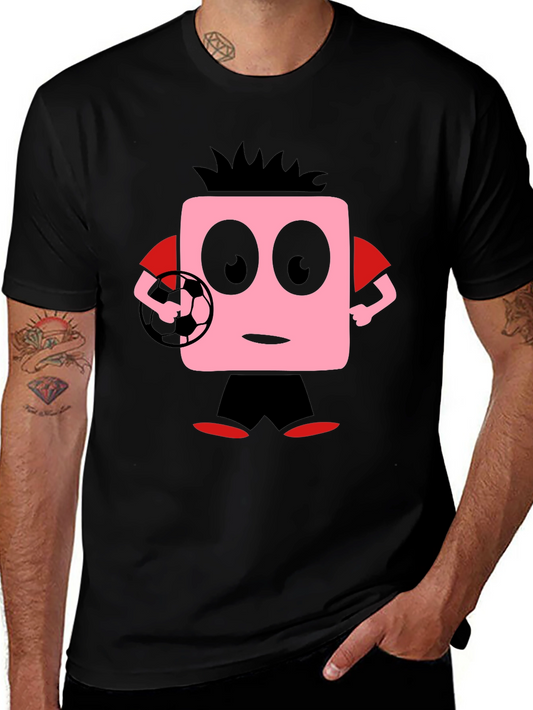 Funny Soccer Cartoon Black T-Shirt