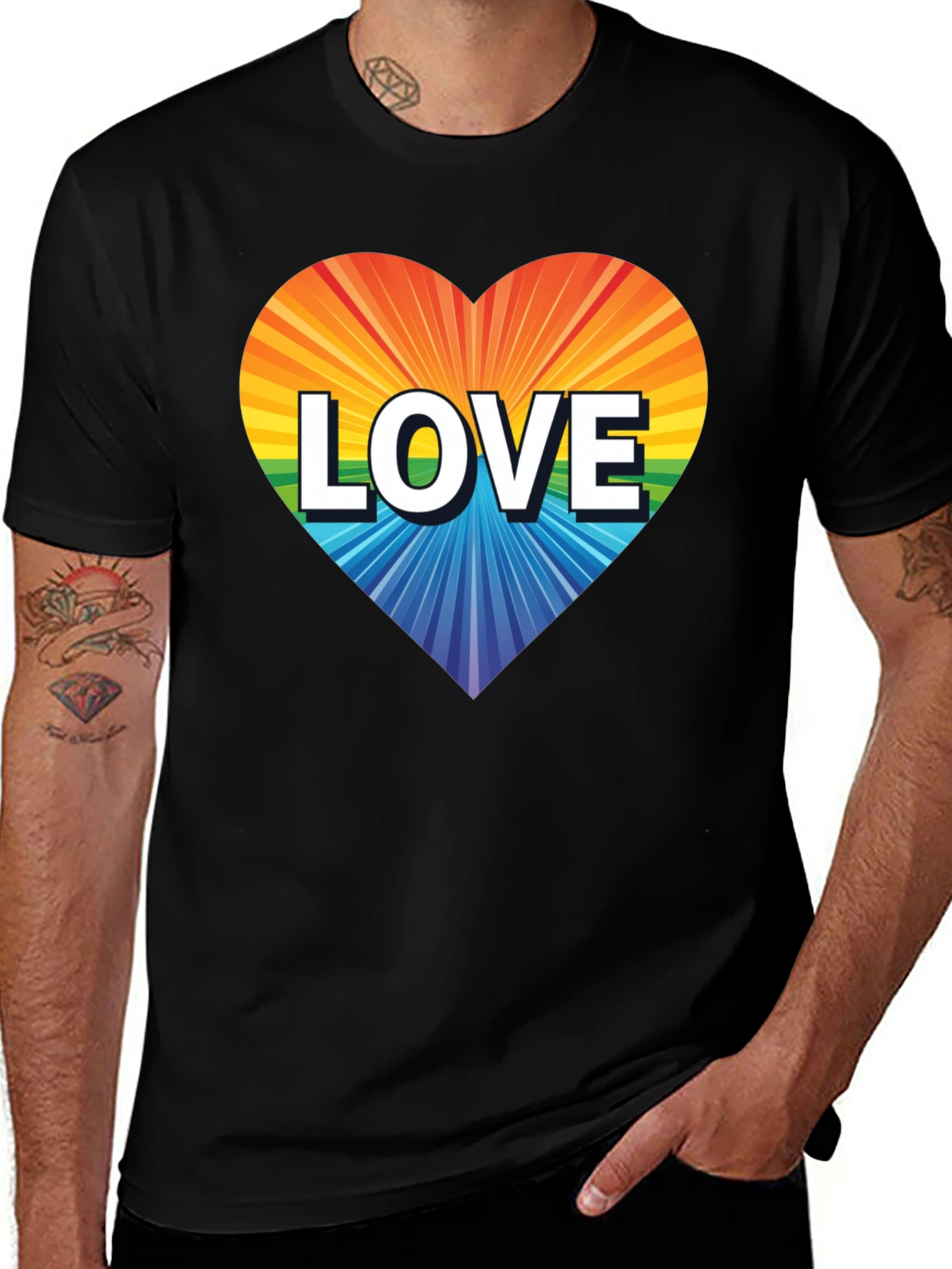 Rainbow Heart Love Graphic T-Shirt