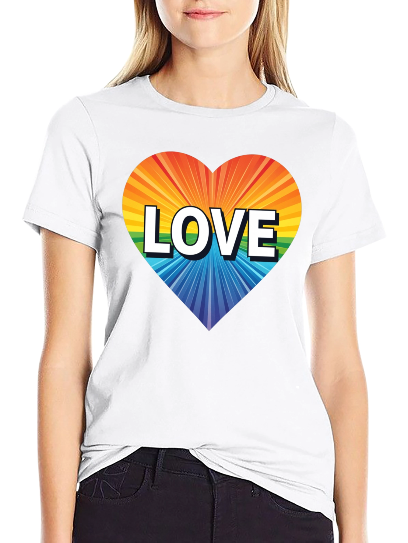 Rainbow Heart Love Graphic T-Shirt