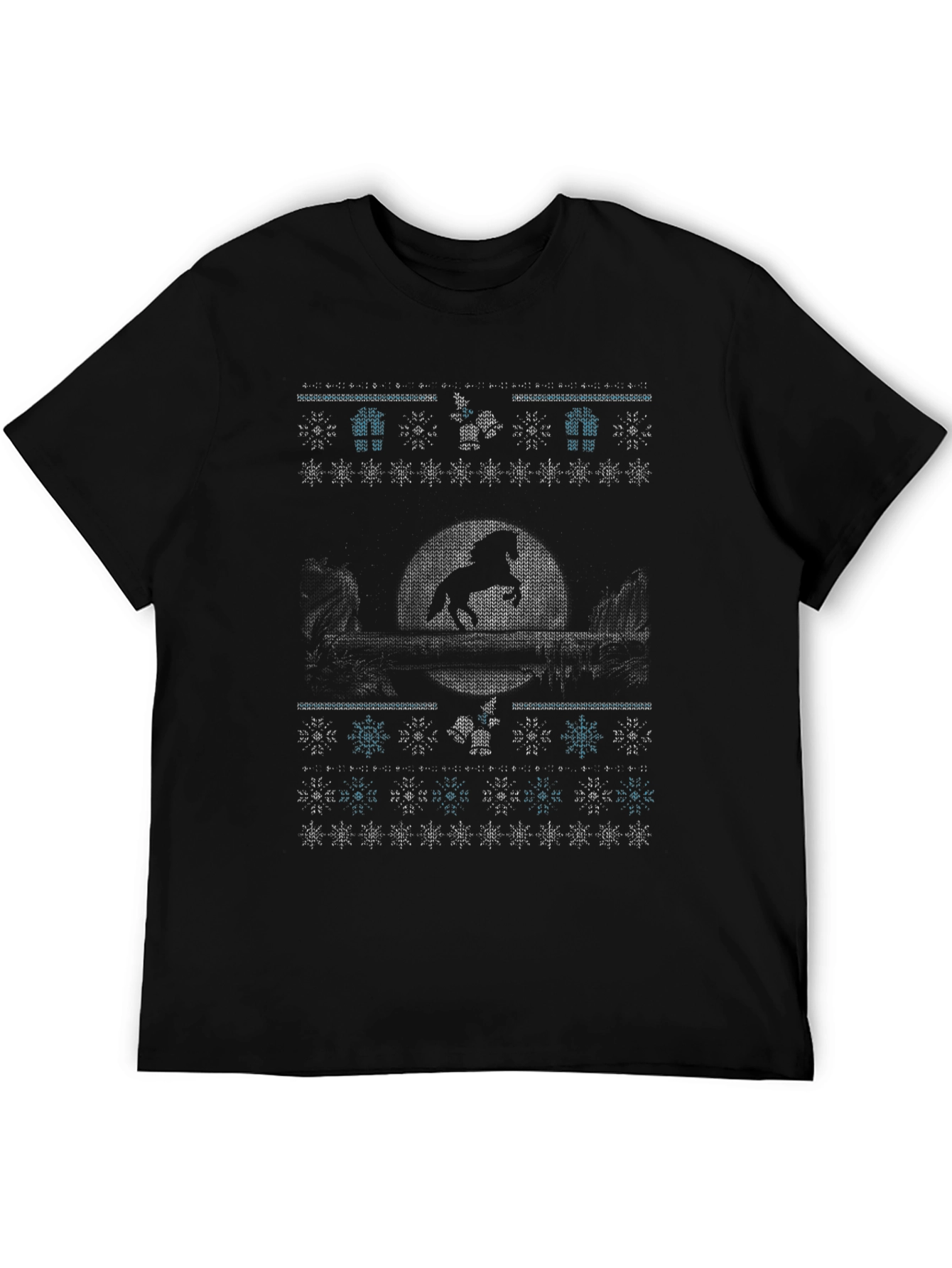 Horse Ugly Christmas Sweater Style Graphic T-Shirt