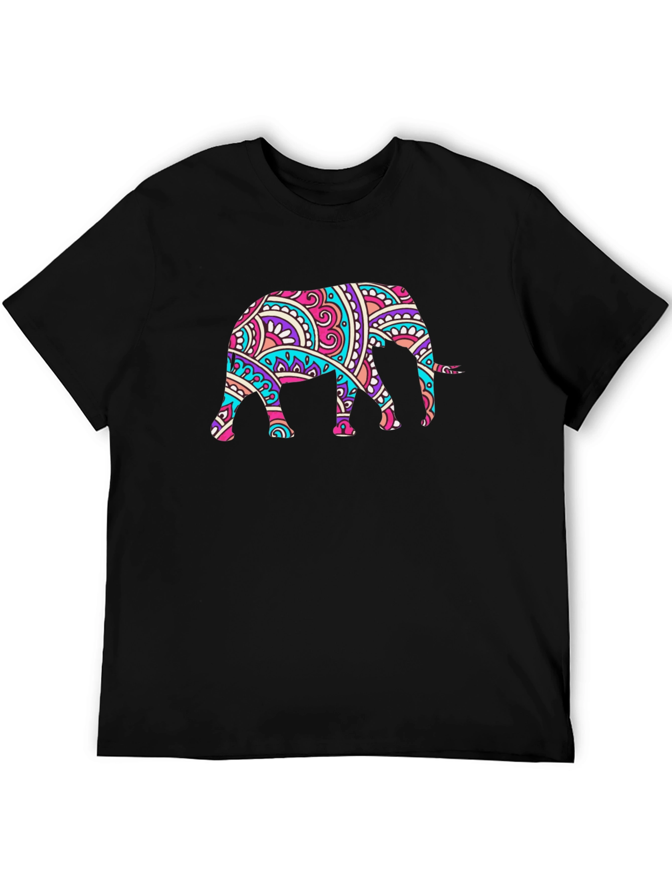 Elephant Mandala Graphic Black T-Shirt
