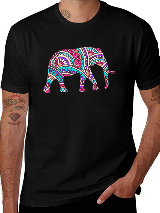 Elephant Mandala Graphic Black T-Shirt