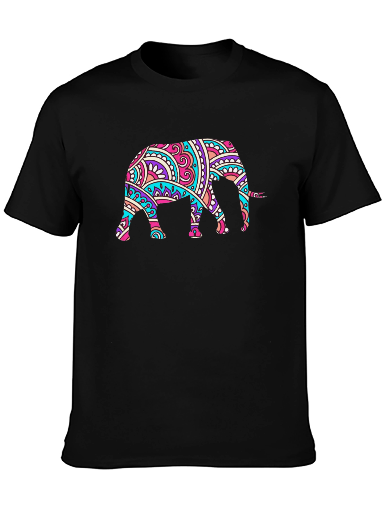 Elephant Mandala Graphic Black T-Shirt