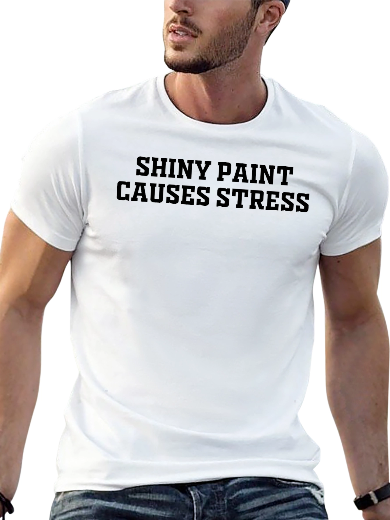 Shiny Paint Causes Stress Black Graphic Tee