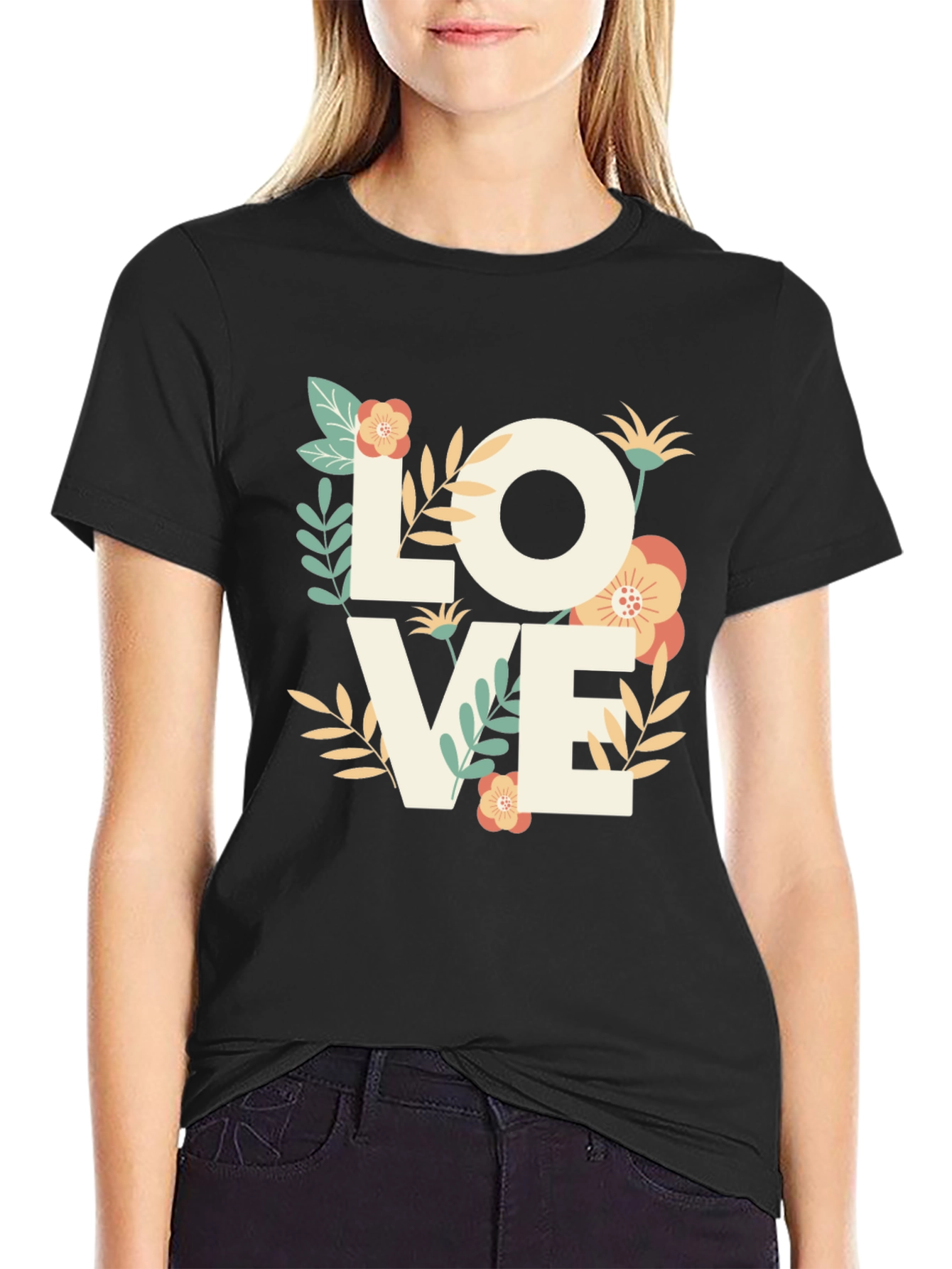 Floral LOVE Graphic Tee - Stylish Mens T-Shirt
