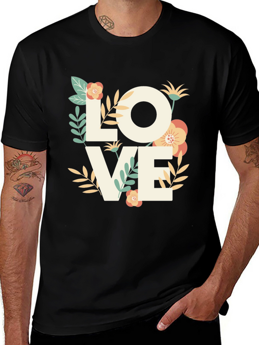Floral LOVE Graphic Tee - Stylish Mens T-Shirt