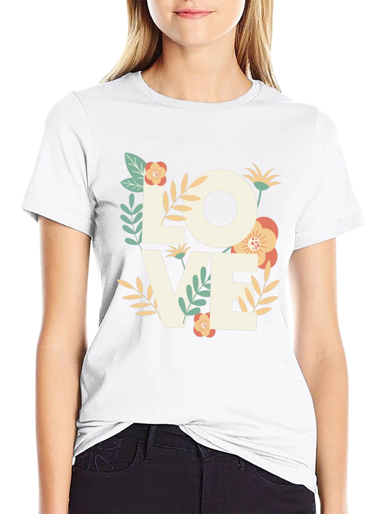 Floral LOVE Graphic Tee - Stylish Mens T-Shirt