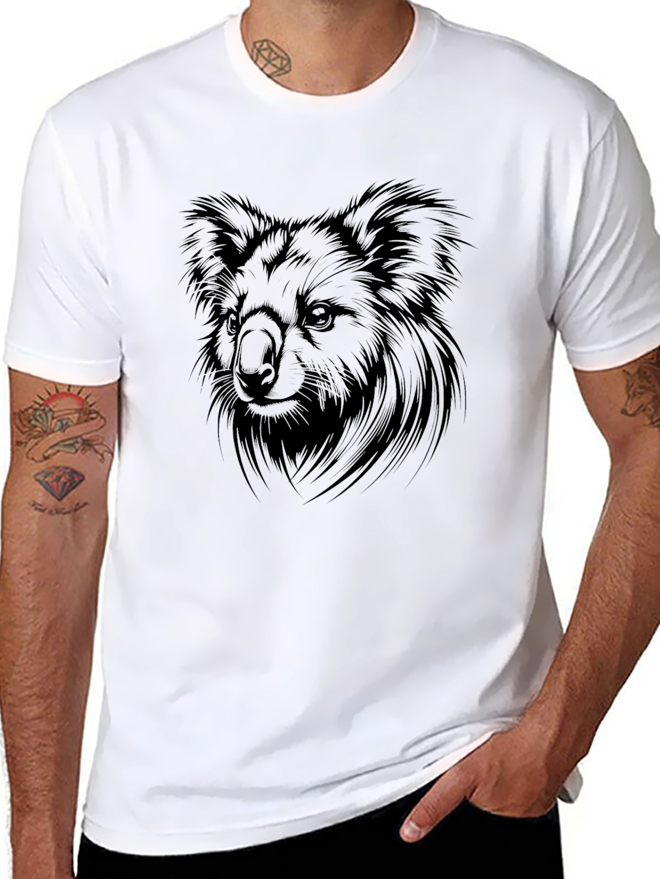 Koala Graphic Print Black T-Shirt