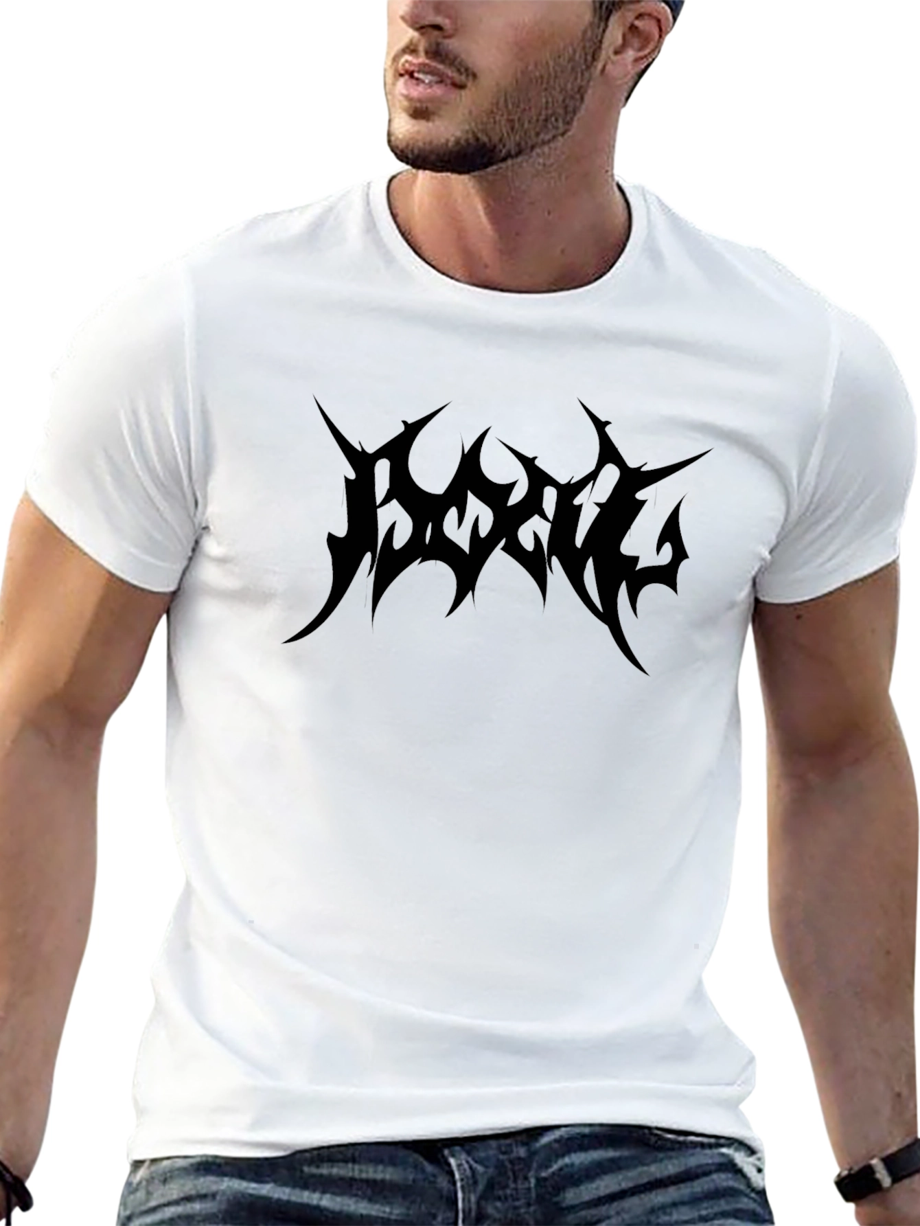 Edgy Black Graphic Tee - Dark Aesthetic