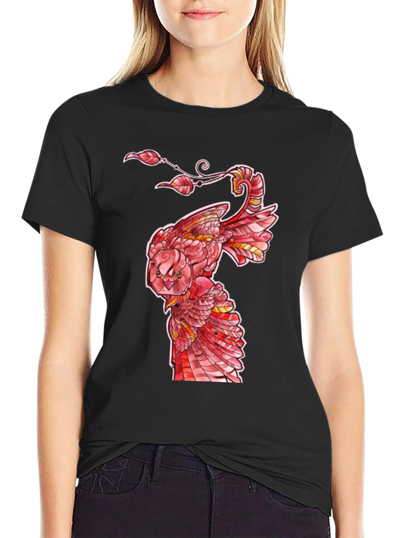Red Owl Graphic Print Mens Black T-Shirt