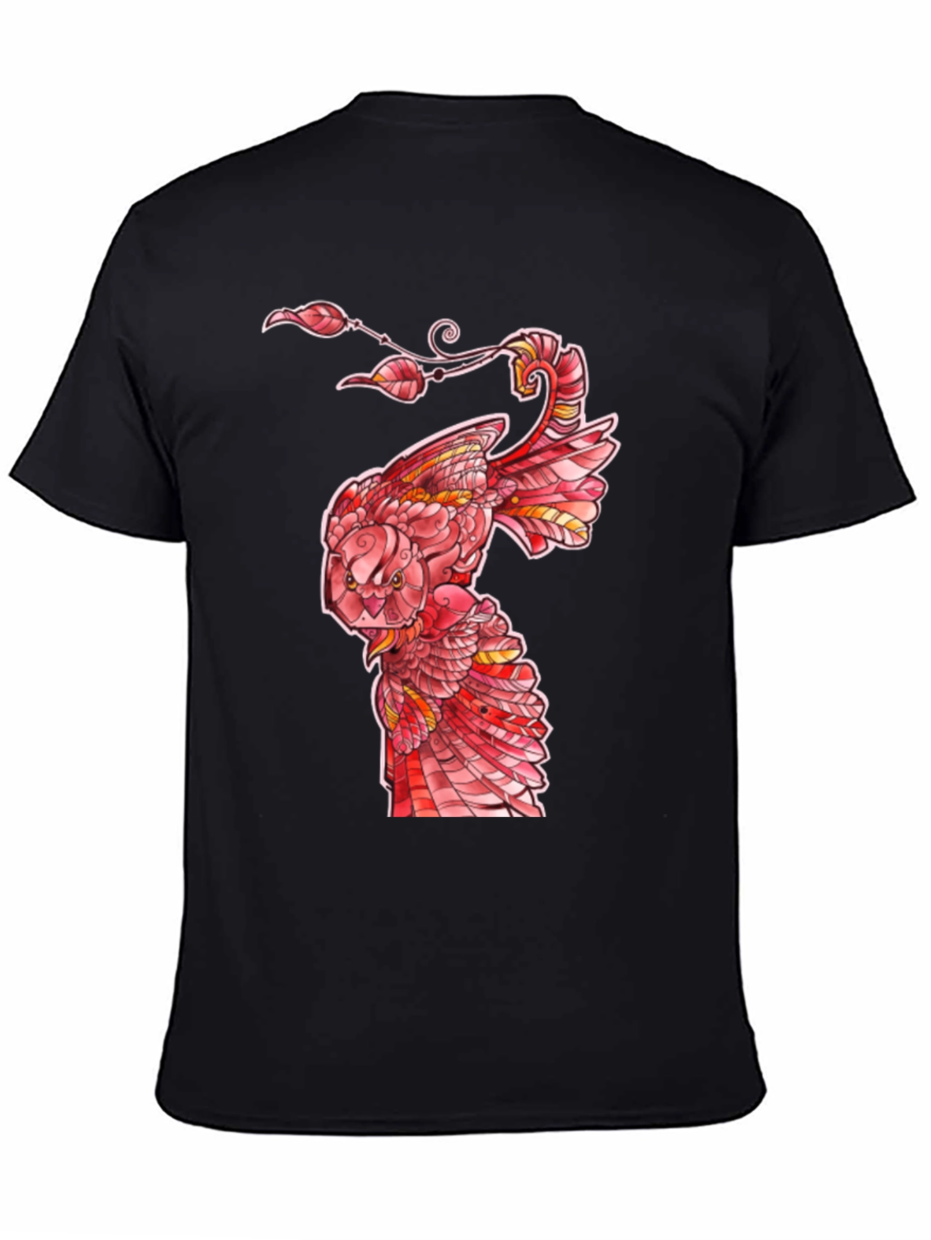 Red Owl Graphic Print Mens Black T-Shirt