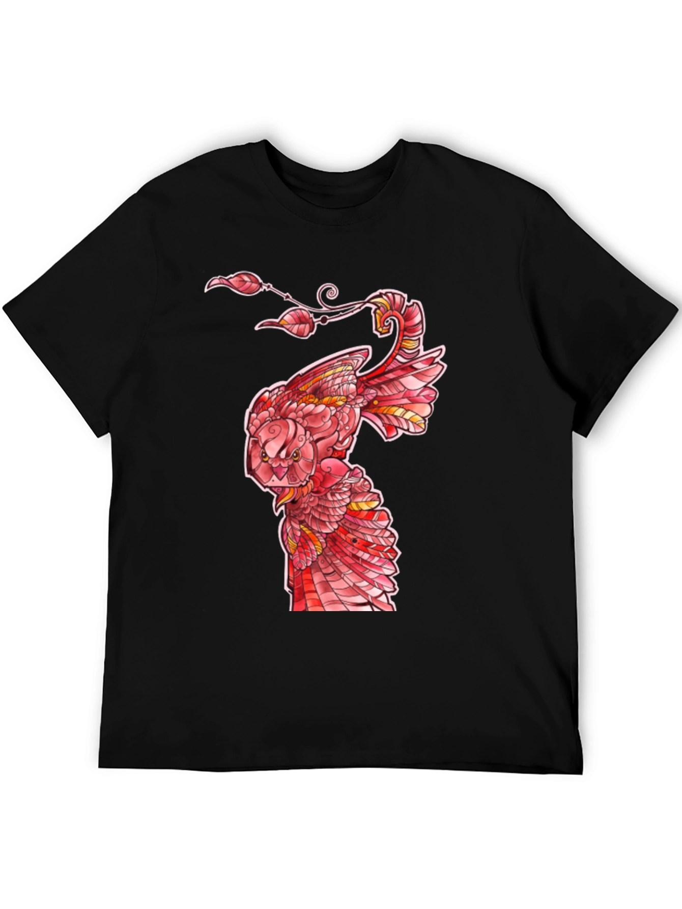 Red Owl Graphic Print Mens Black T-Shirt