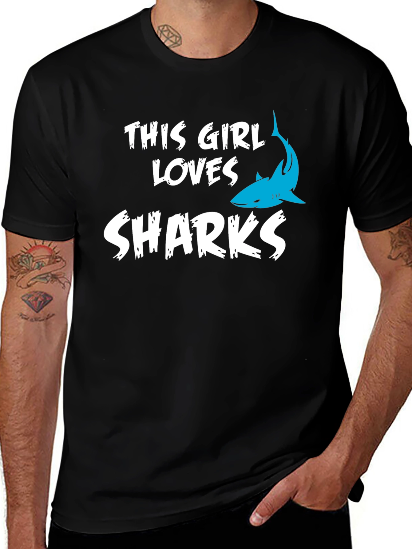 This Girl Loves Sharks T-Shirt - Black