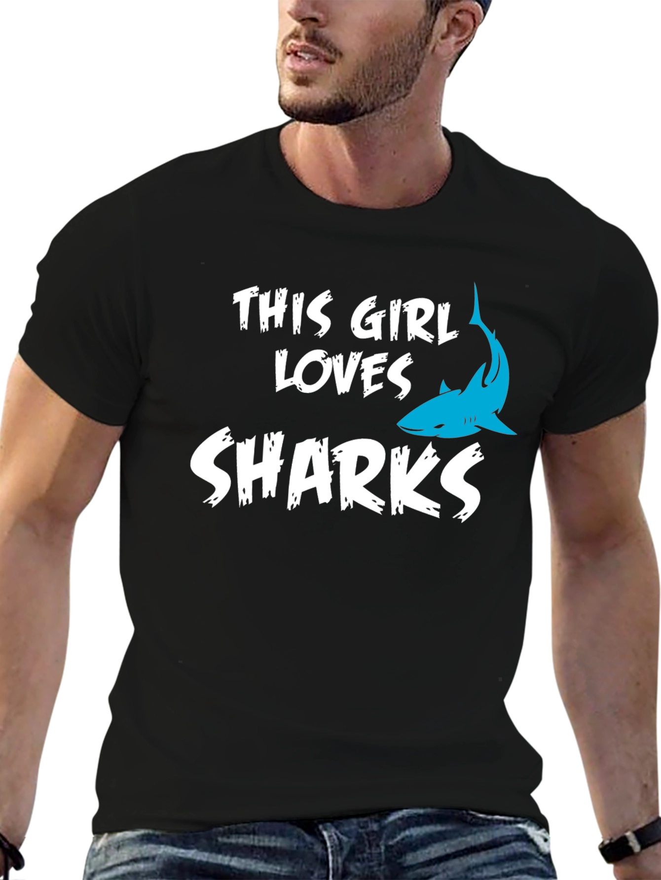 This Girl Loves Sharks T-Shirt - Black