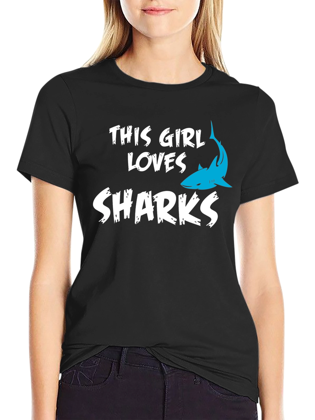 This Girl Loves Sharks T-Shirt - Black