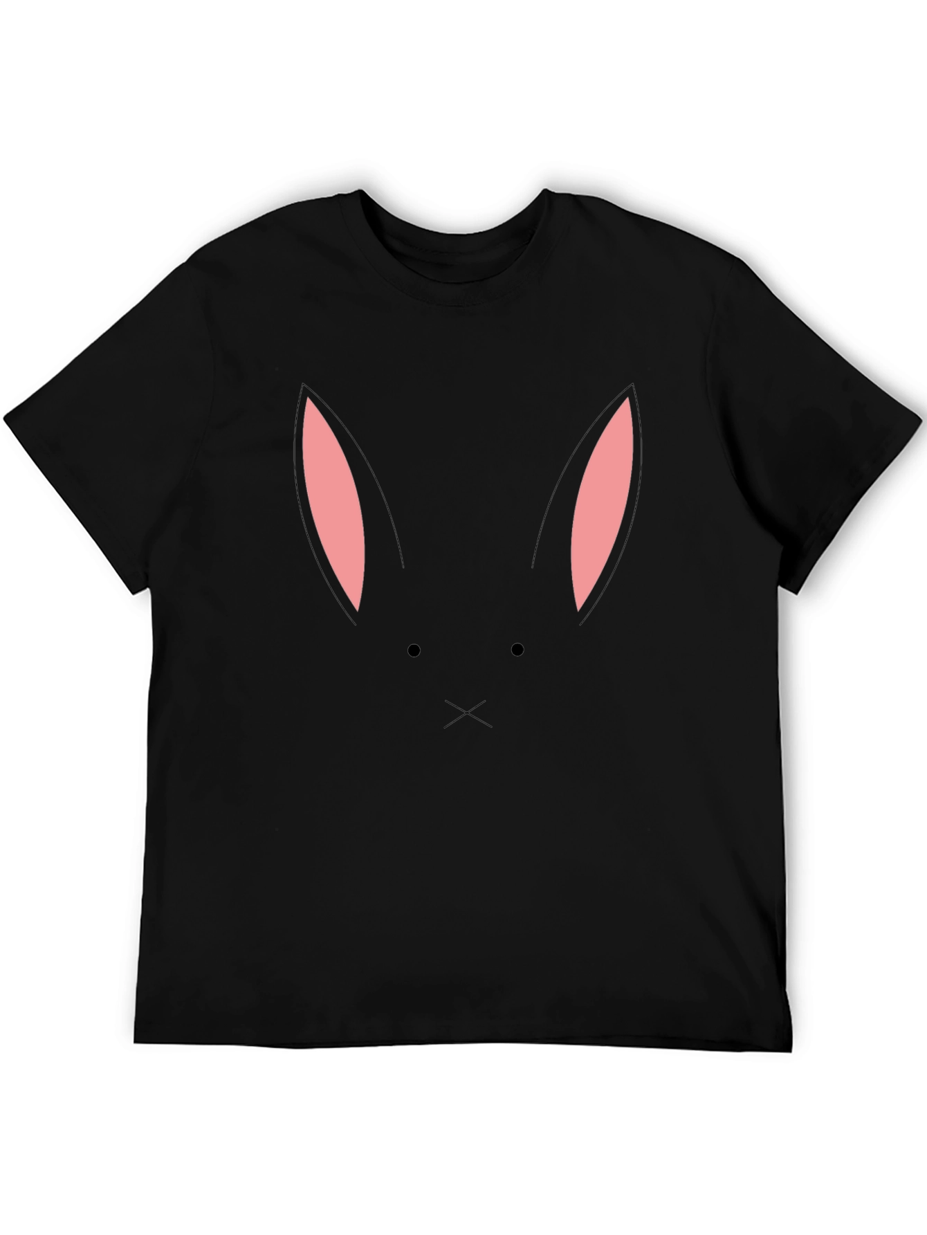 Bunny Face Graphic Tee - Black Cotton Blend