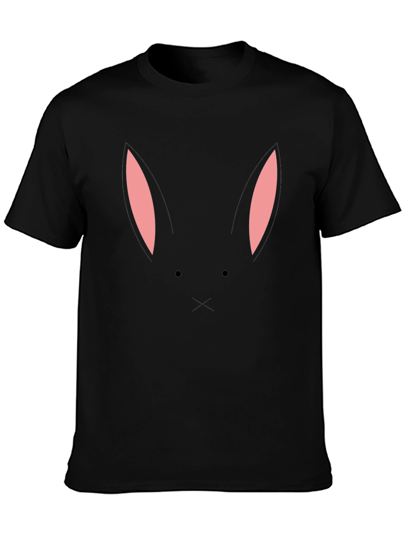 Bunny Face Graphic Tee - Black Cotton Blend