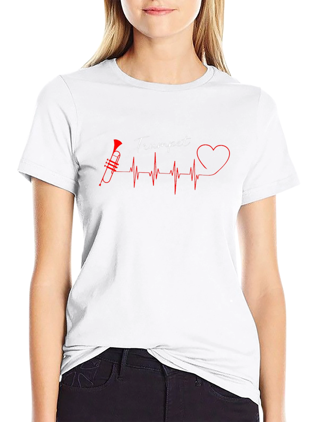 Trumpet Heartbeat T-Shirt - Musician Love!