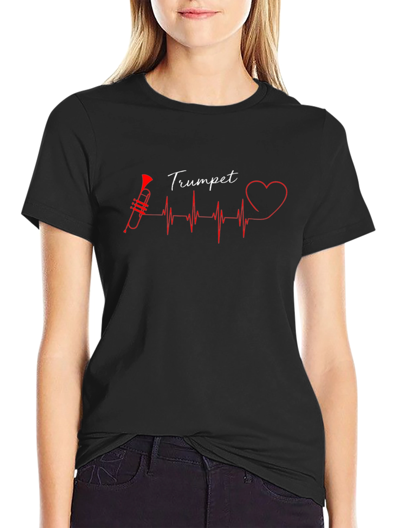 Trumpet Heartbeat T-Shirt - Musician Love!