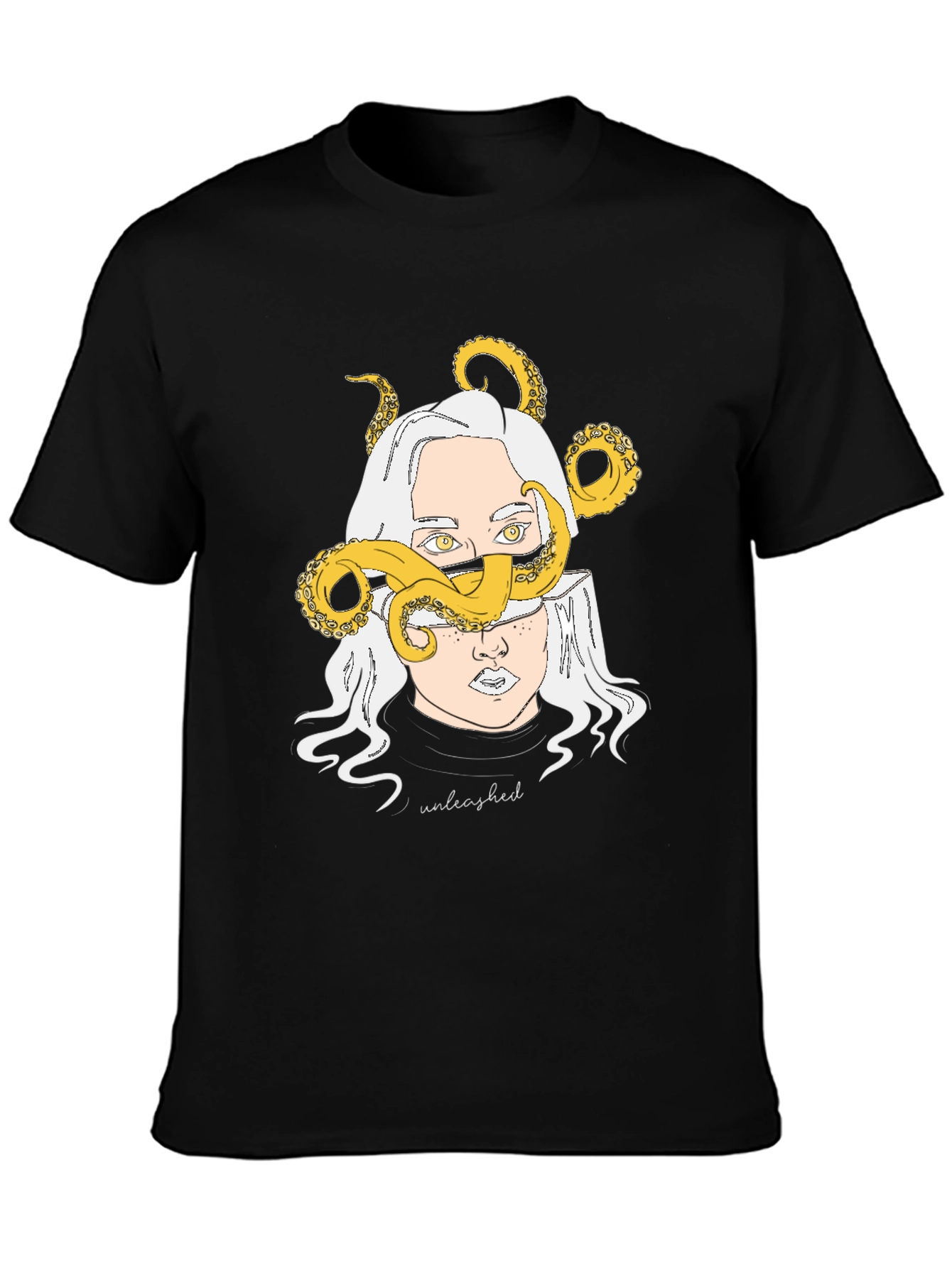 Unleashed Kraken Graphic Tee - Black Cotton T-Shirt