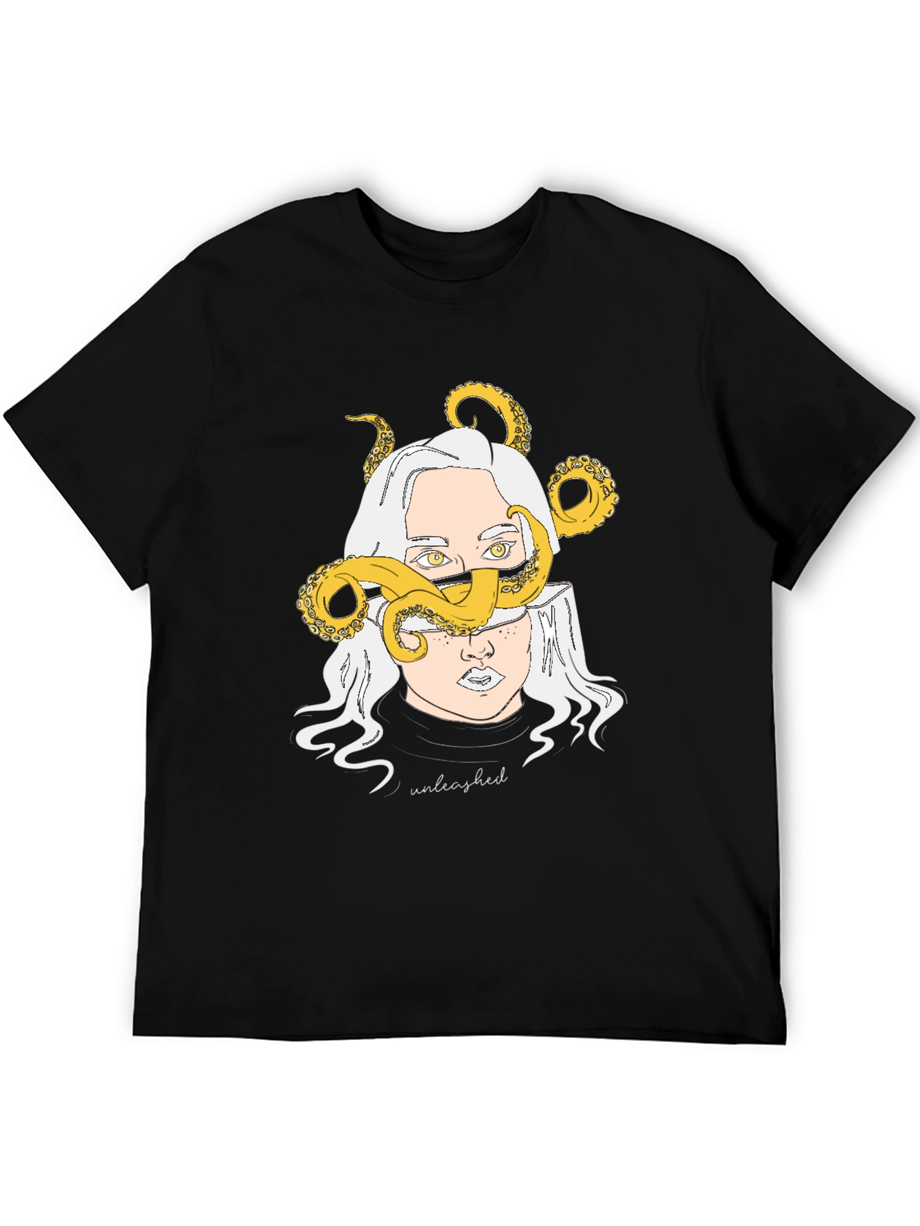 Unleashed Kraken Graphic Tee - Black Cotton T-Shirt