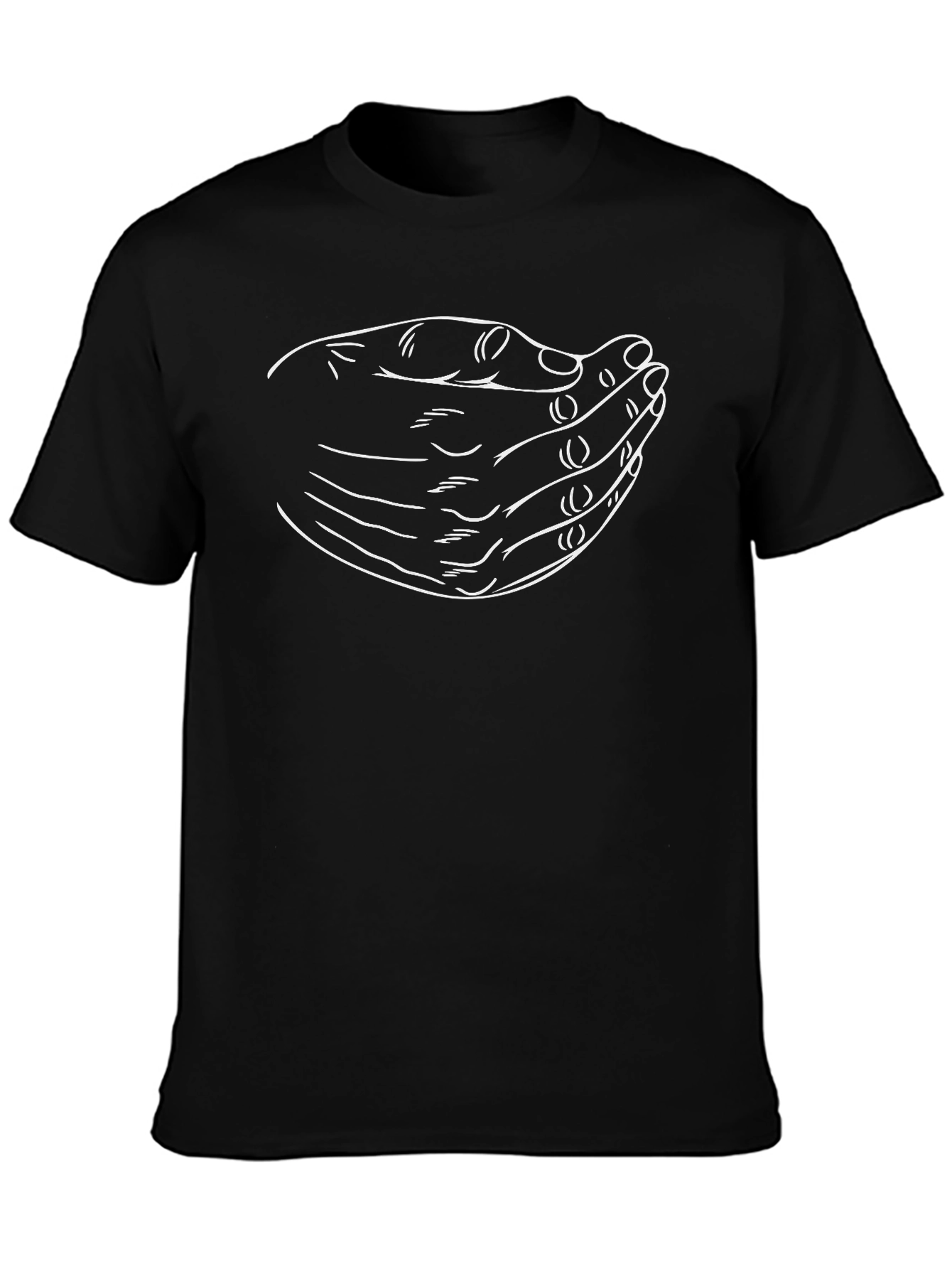 Cupped Hands Graphic Print Black T-Shirt