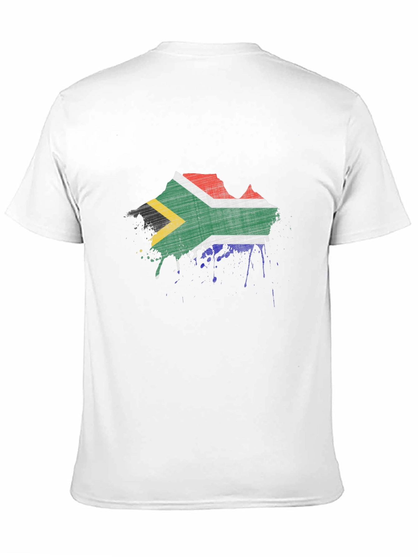 South Africa Flag Splatter Black T-Shirt
