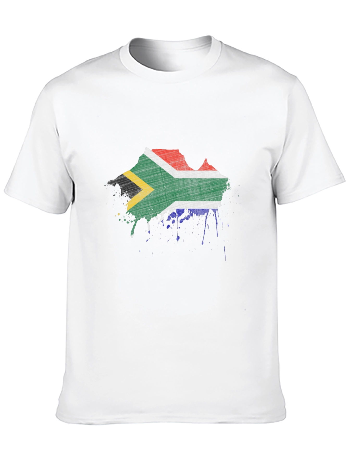 South Africa Flag Splatter Black T-Shirt
