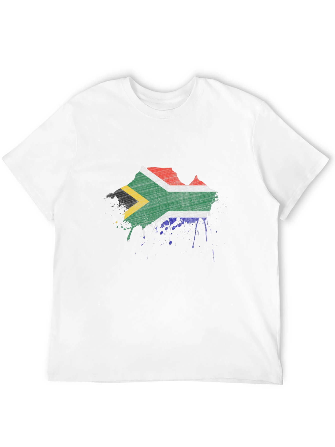 South Africa Flag Splatter Black T-Shirt