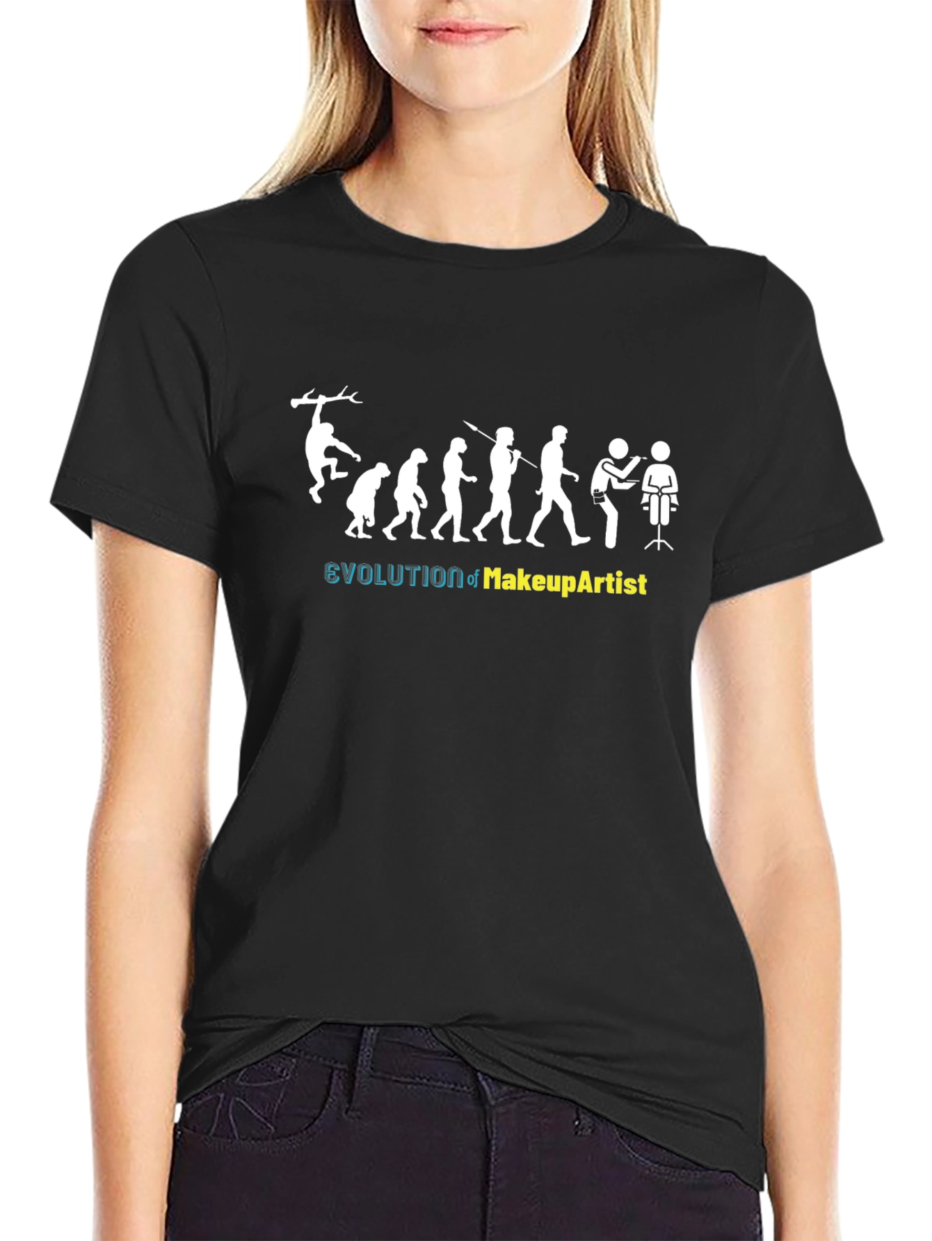 Evolution of Makeup Artist Black T-Shirt