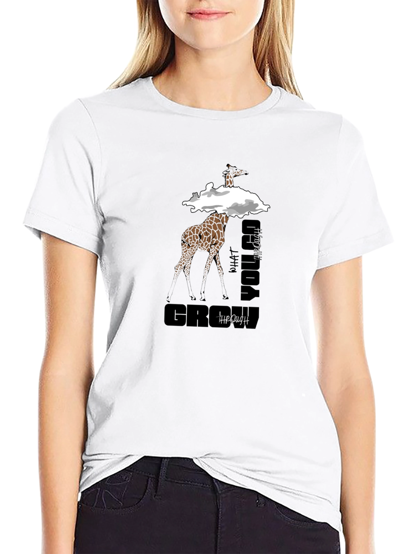 Giraffe What You Grow Through Graphic T-Shirt