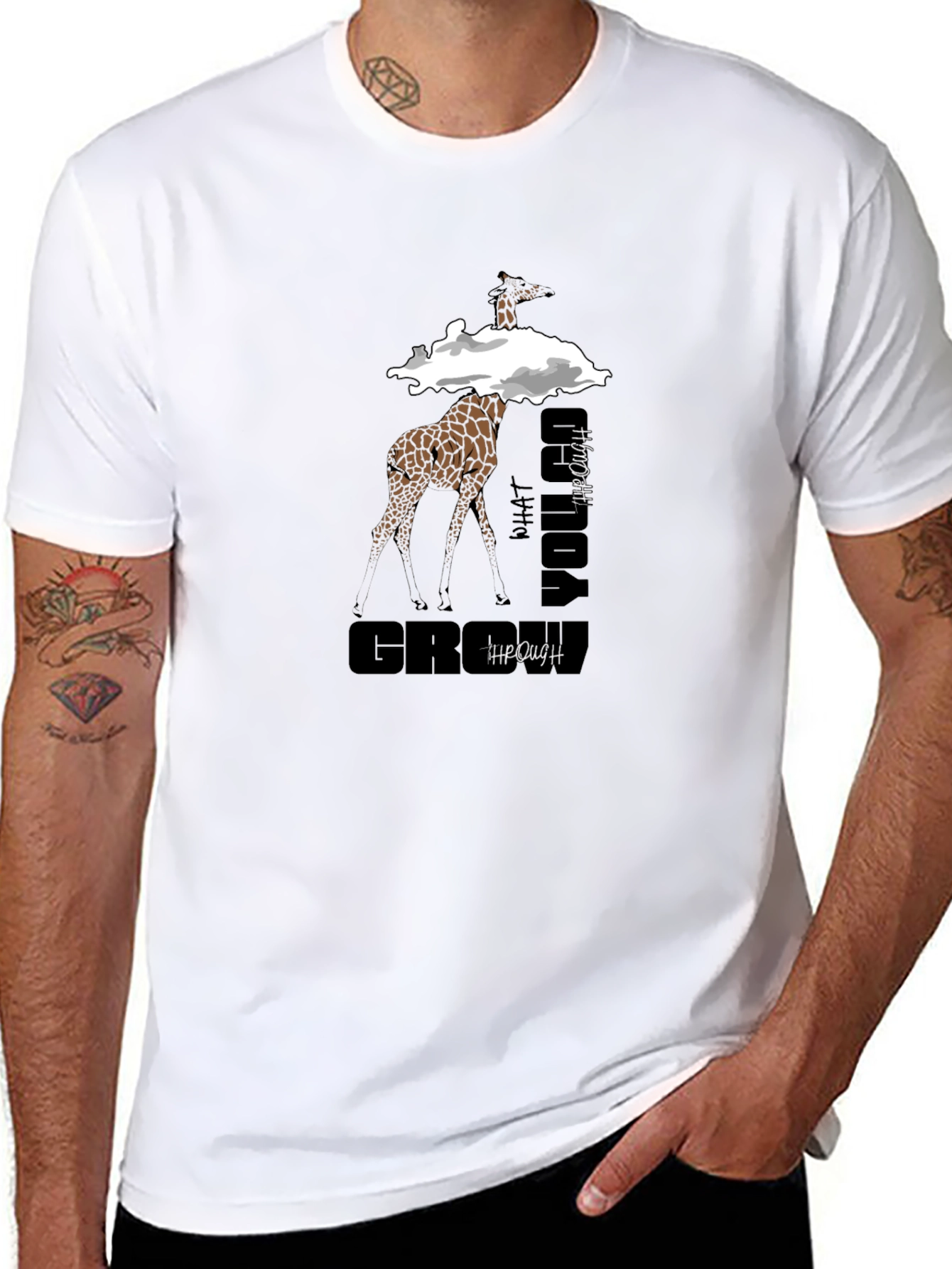 Giraffe What You Grow Through Graphic T-Shirt