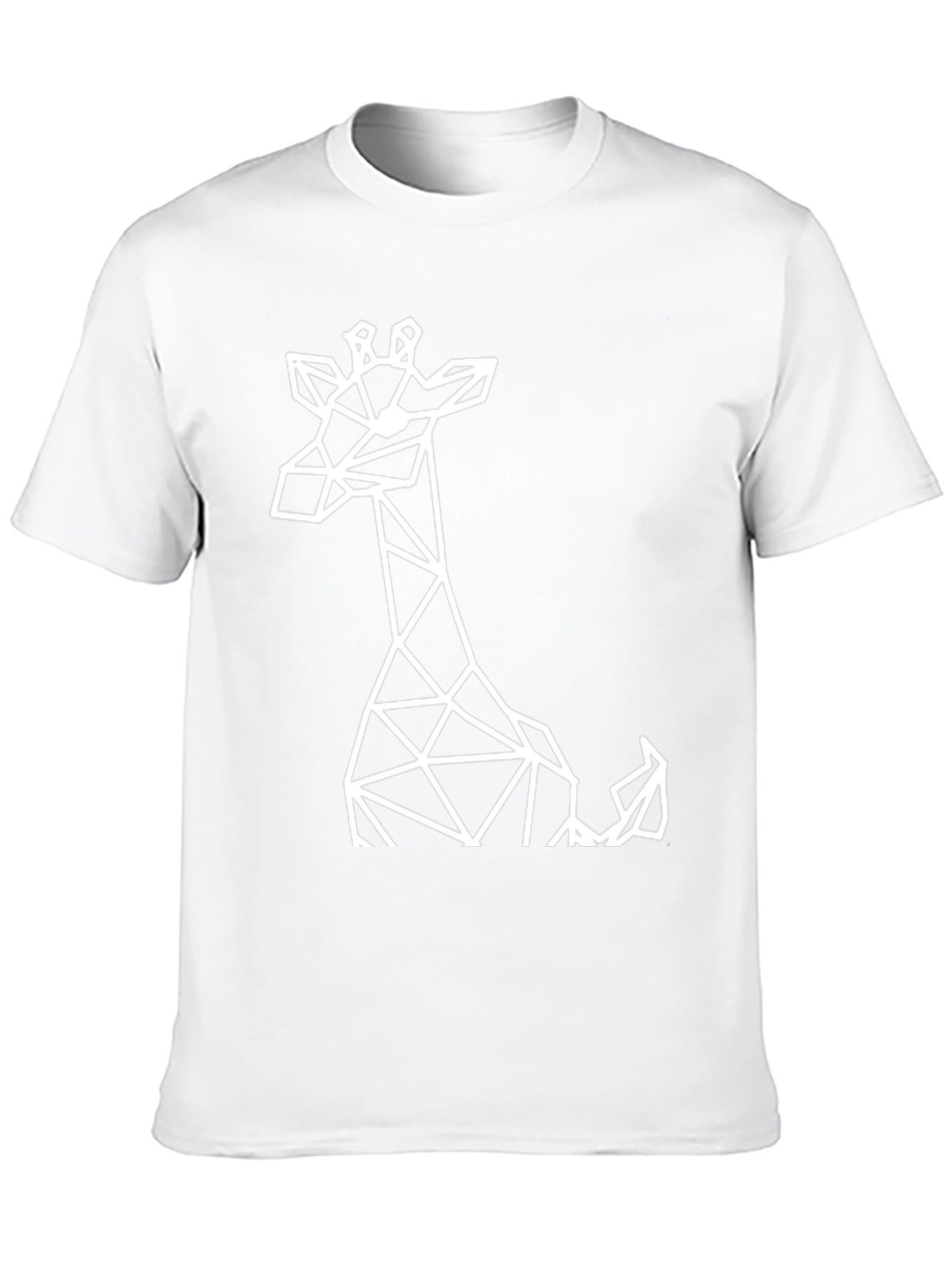 Geometric Giraffe Graphic Tee - Black Cotton T-Shirt