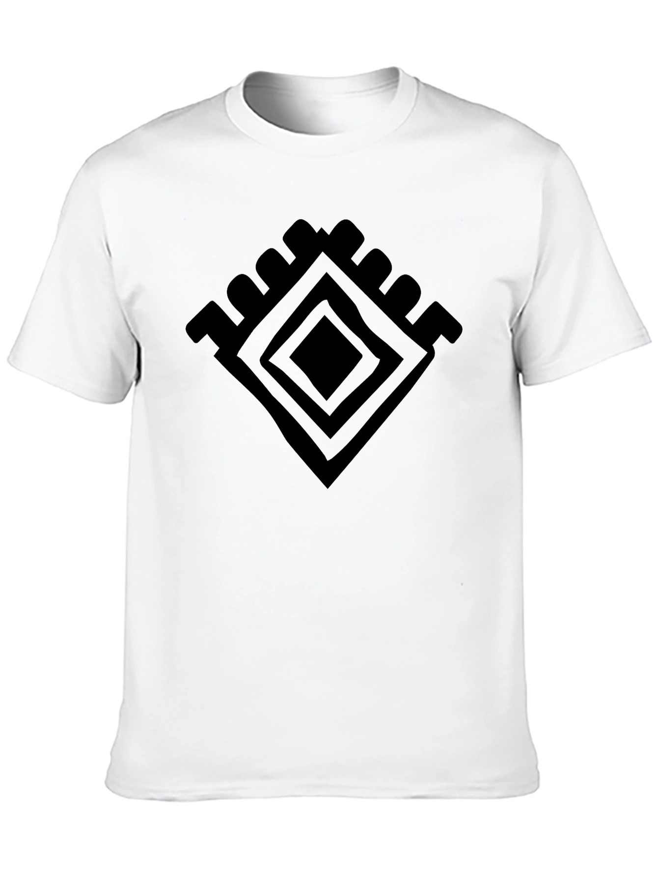 Graphic Tee: Geometric Diamond Design - Black Cotton Shirt