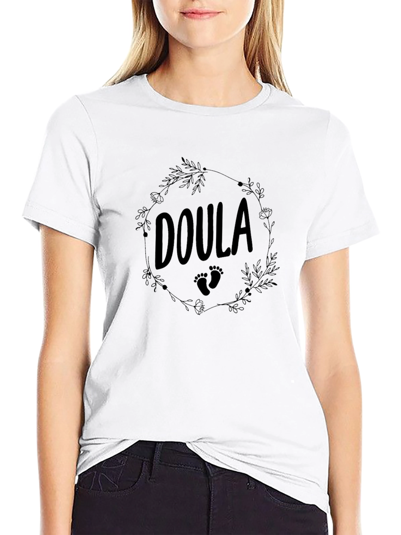 Doula Floral Wreath Graphic T-Shirt