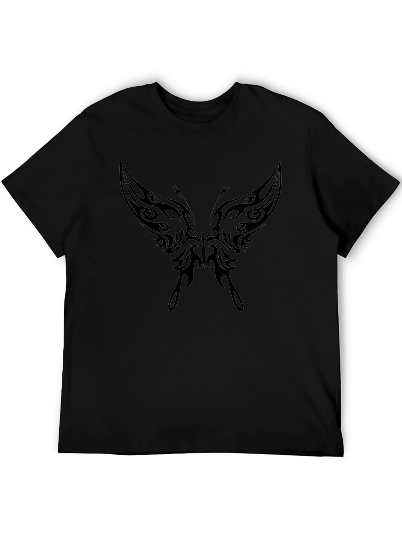 Tribal Butterfly Graphic Tee - Black Casual Shirt