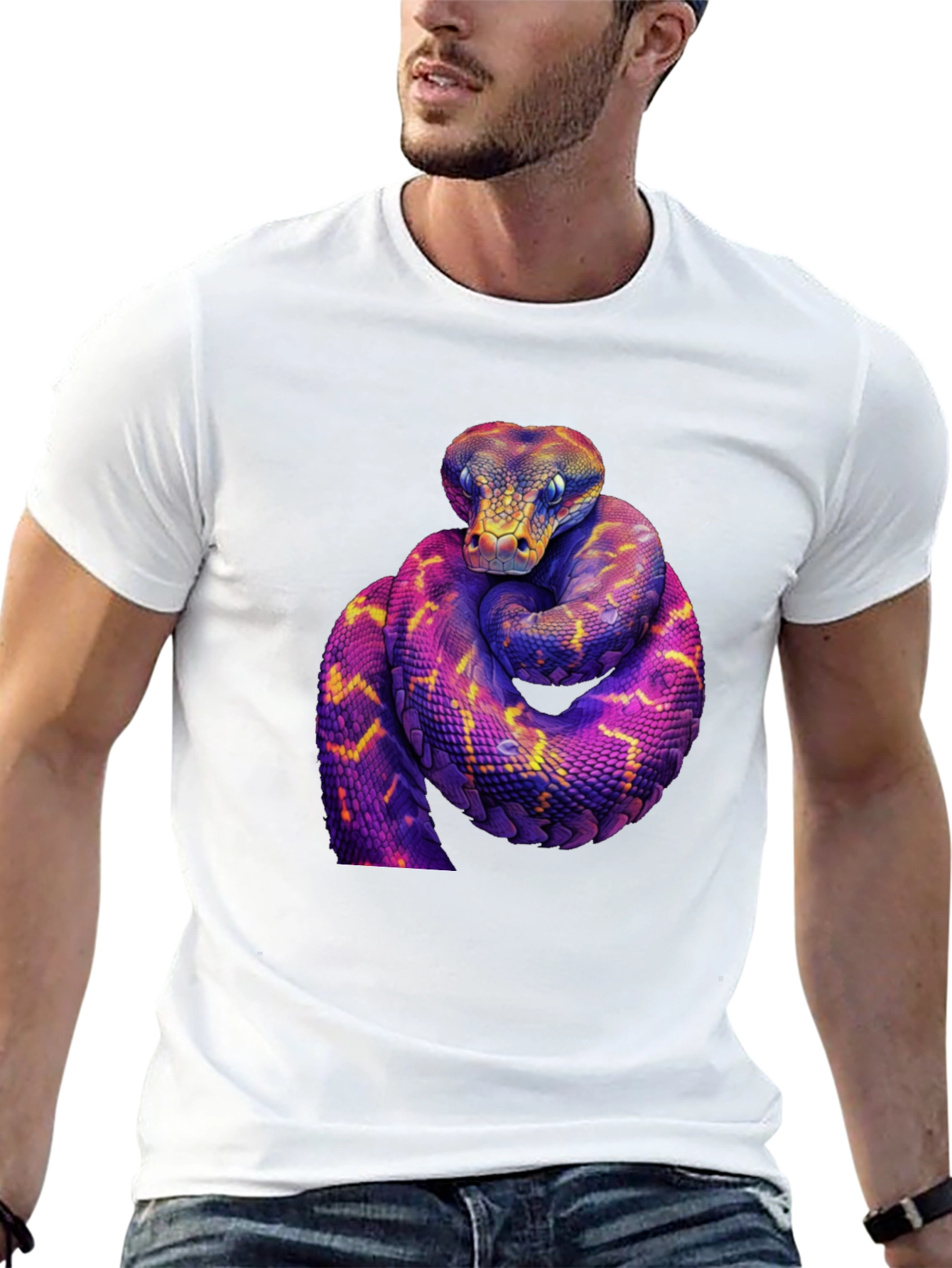 Vibrant Snake Graphic Tee - Bold Reptile Design