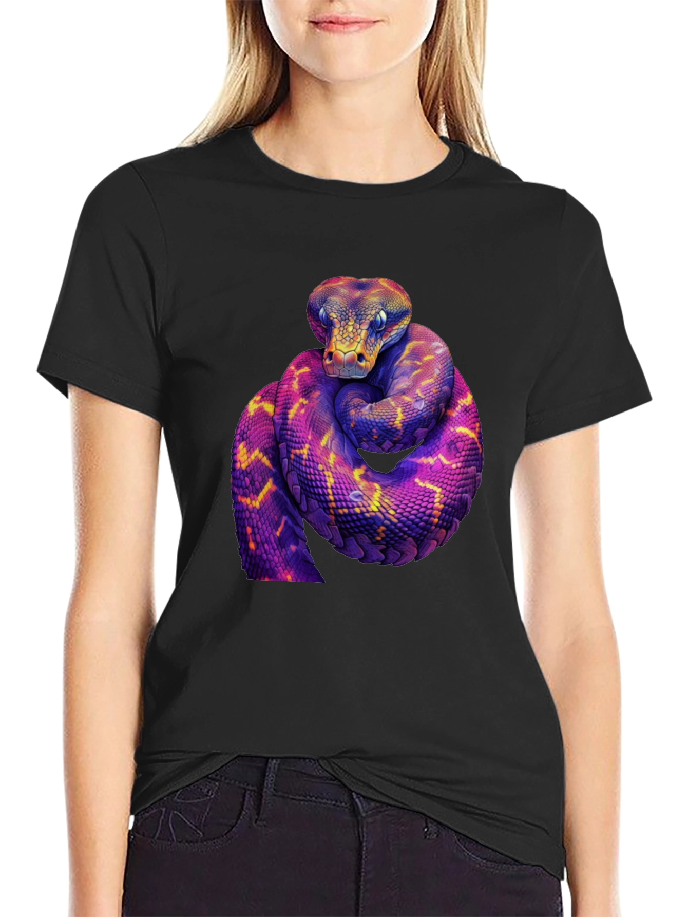 Vibrant Snake Graphic Tee - Bold Reptile Design