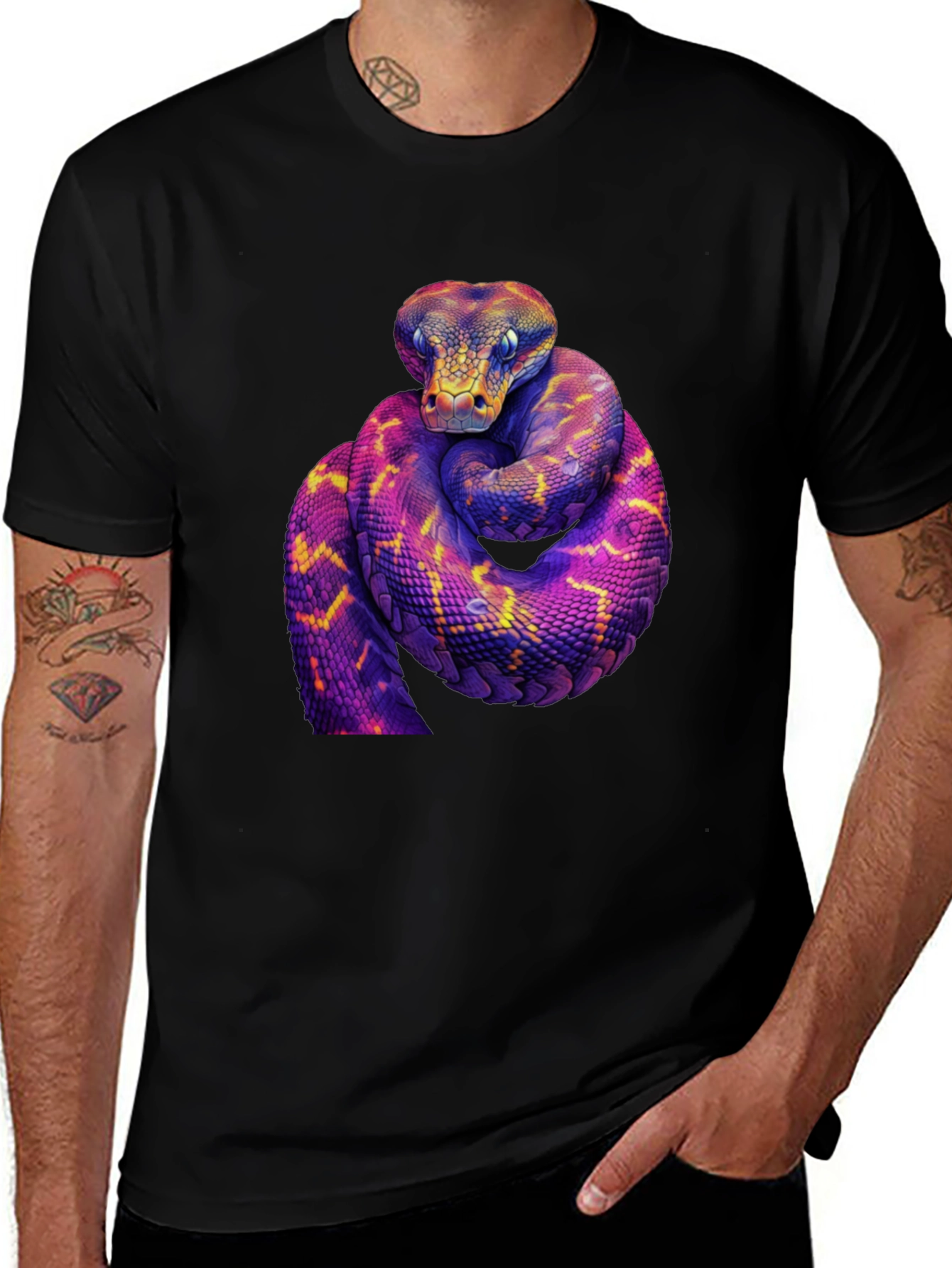 Vibrant Snake Graphic Tee - Bold Reptile Design