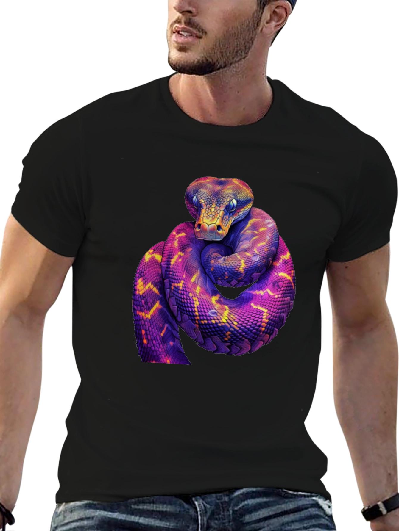 Vibrant Snake Graphic Tee - Bold Reptile Design