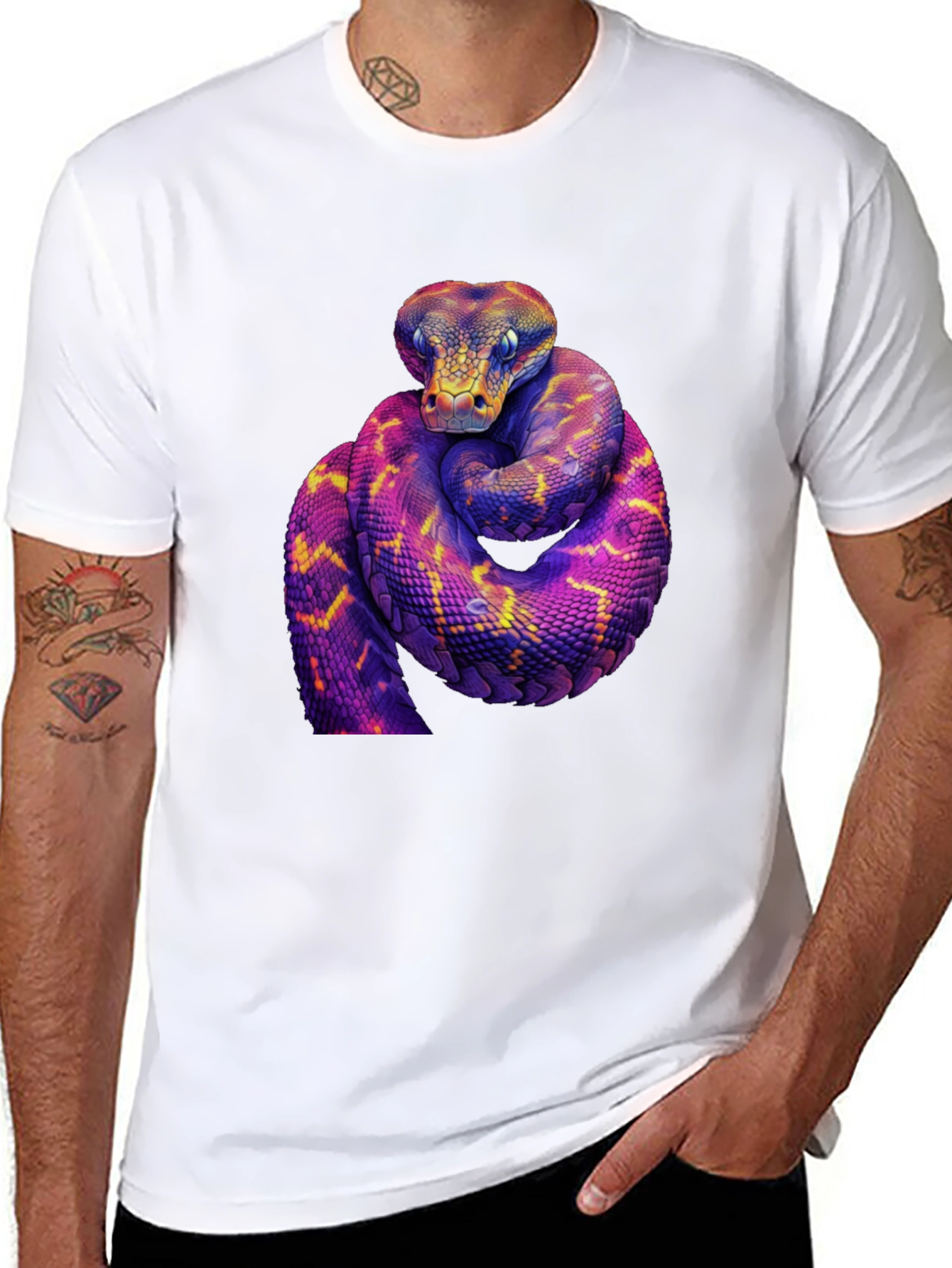 Vibrant Snake Graphic Tee - Bold Reptile Design