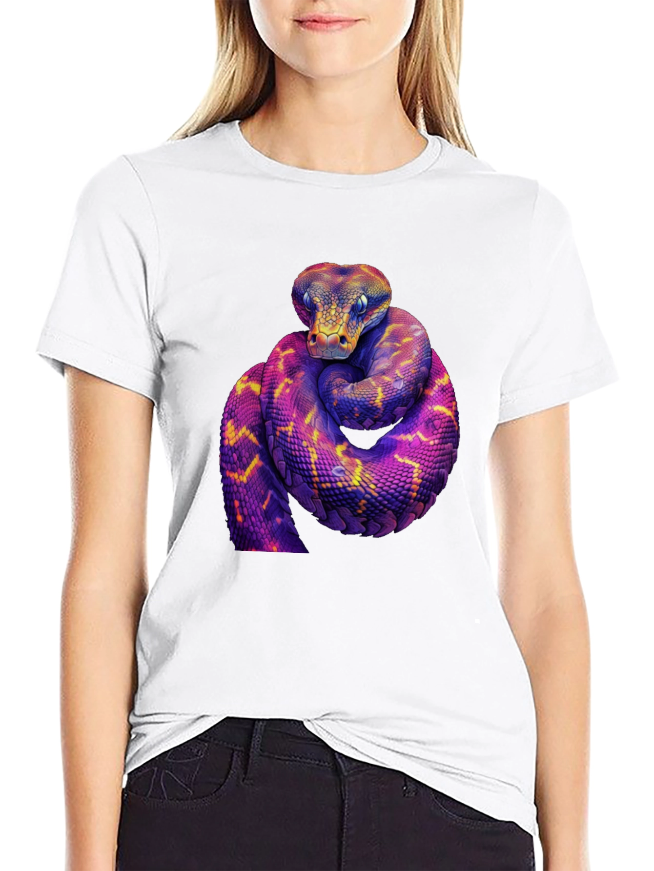 Vibrant Snake Graphic Tee - Bold Reptile Design