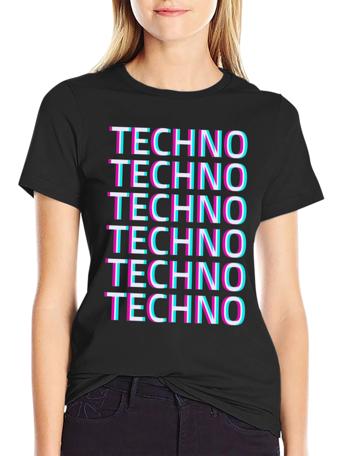 Techno Glitch Graphic T-Shirt - Unique Design
