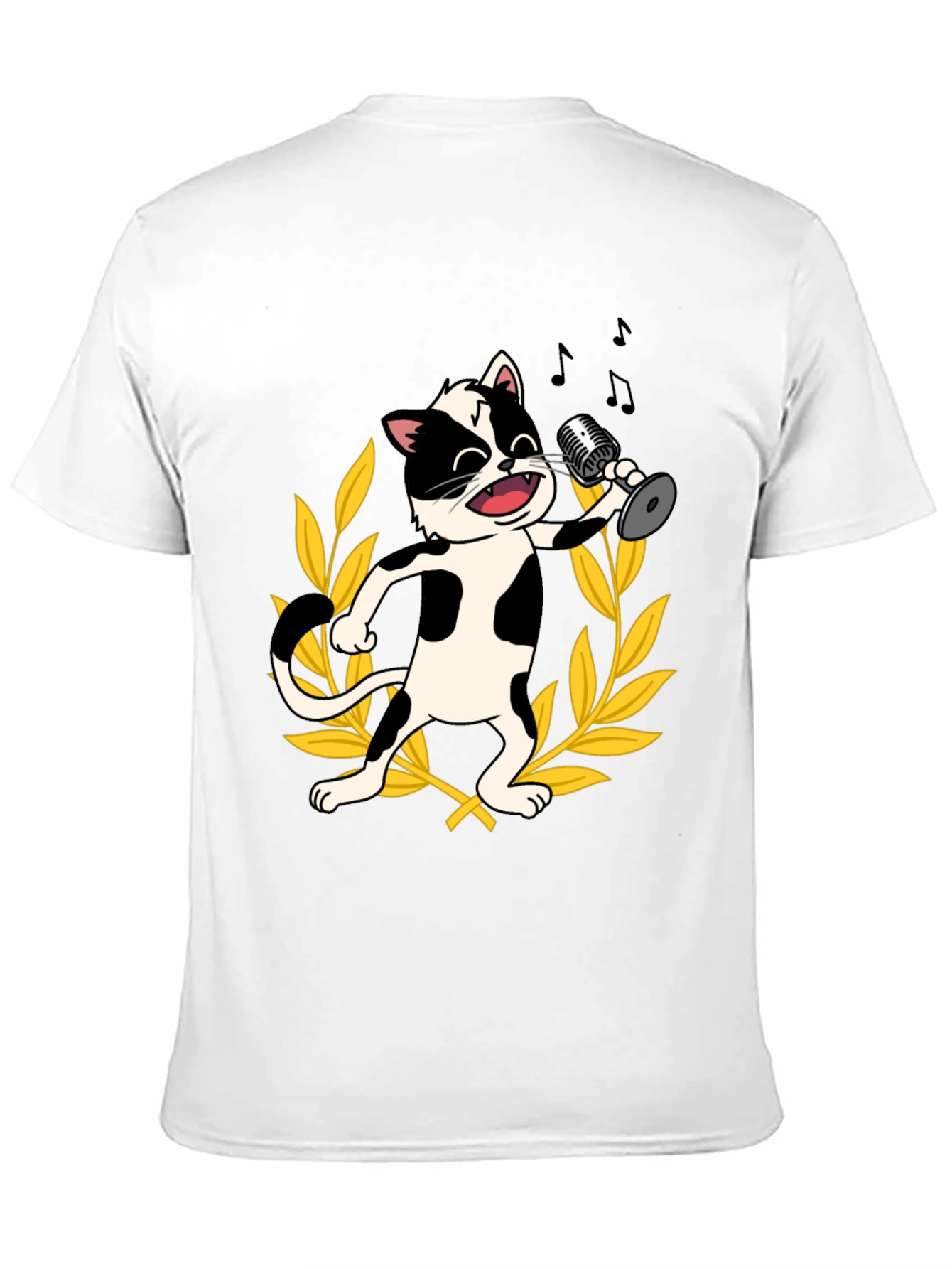 Singing Cat Graphic Tee - Black Cotton T-Shirt