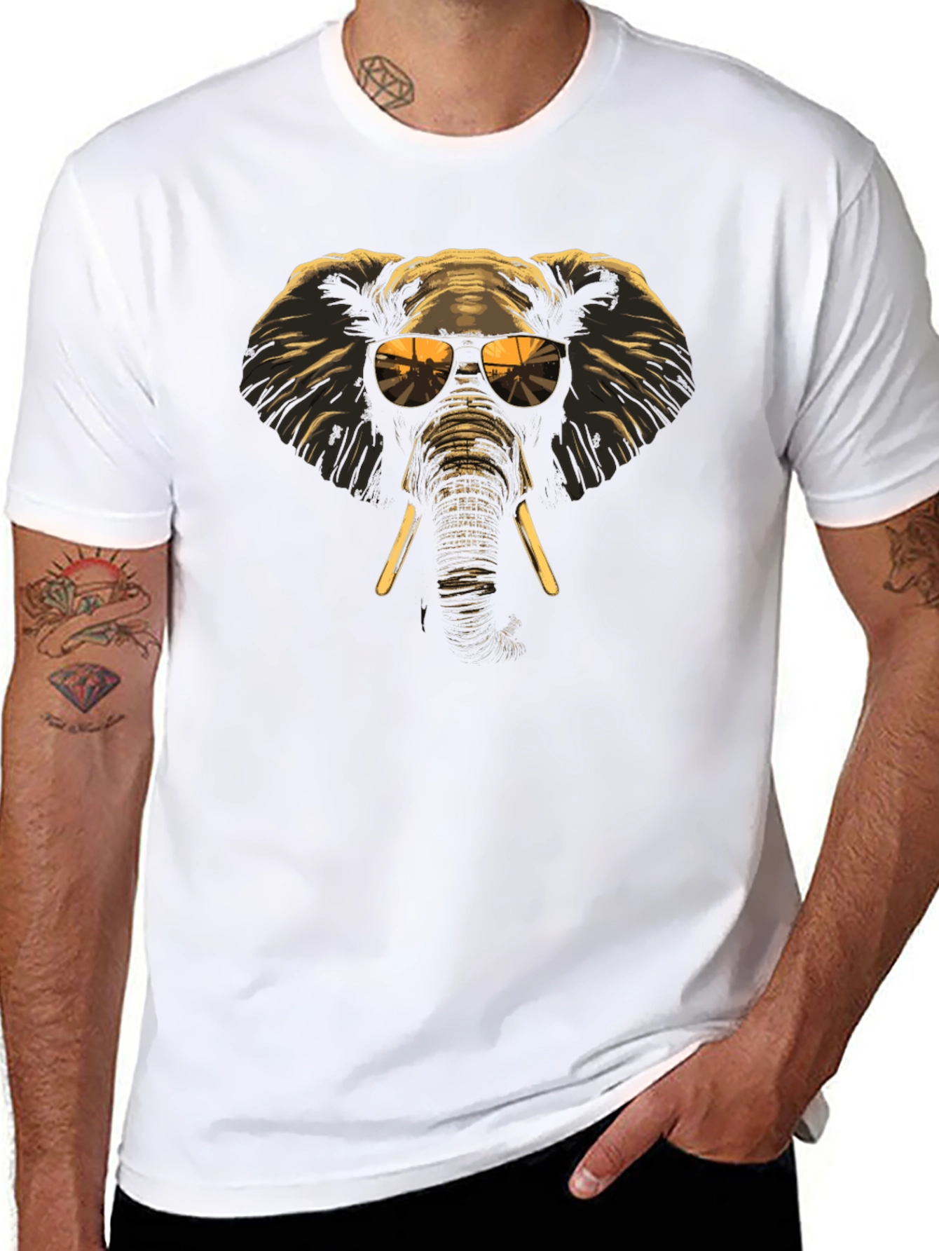 Cool Elephant Graphic Tee - Black Cotton T-Shirt