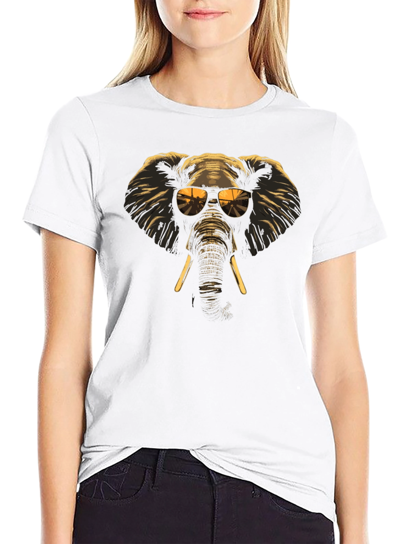 Cool Elephant Graphic Tee - Black Cotton T-Shirt