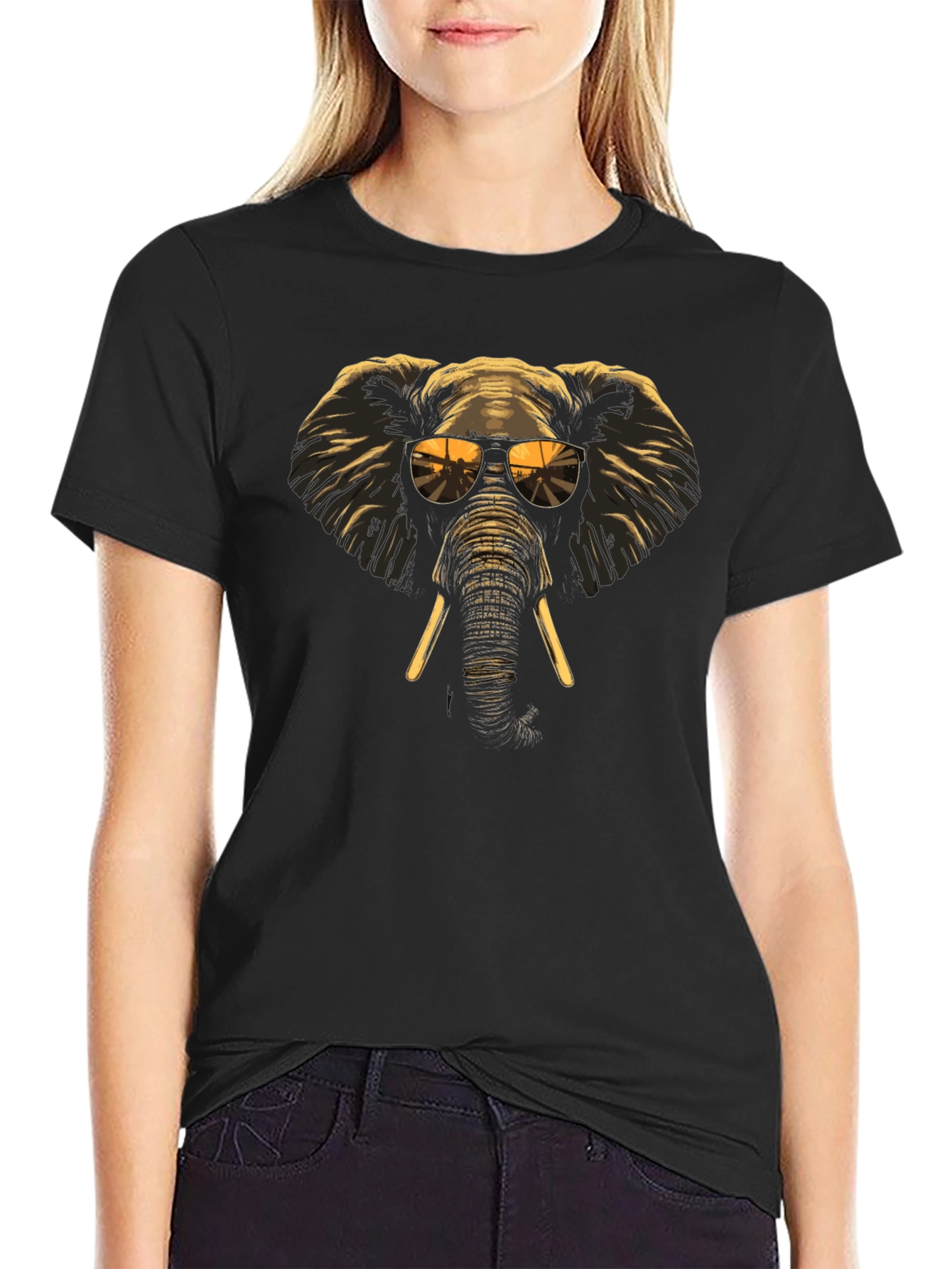 Cool Elephant Graphic Tee - Black Cotton T-Shirt