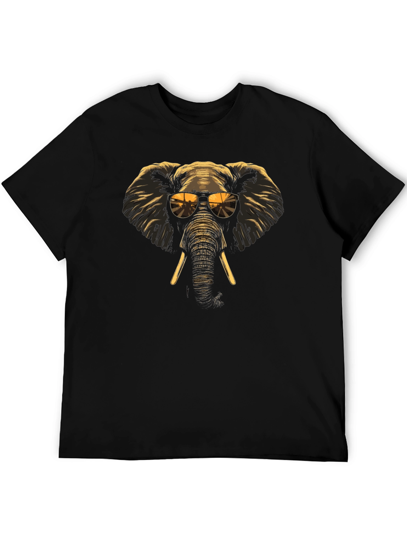 Cool Elephant Graphic Tee - Black Cotton T-Shirt